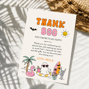 Summer Pool Halloween Birthday Party Thank You Card