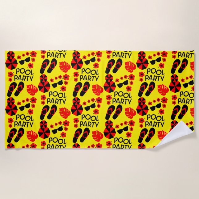 Summer Pool Parties Beach Towel (Front)