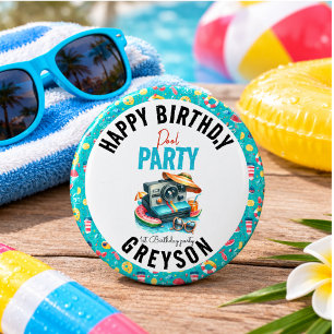 Summer Pool Party 2nd birthday 3 Cm Round Badge