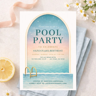 Summer Pool Party 40th Birthday Invitation