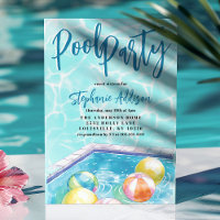 Summer Pool Party Beach Ball Sweet 16 Birthday