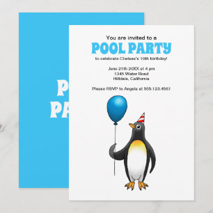 Summer Pool Party Birthday Invitation