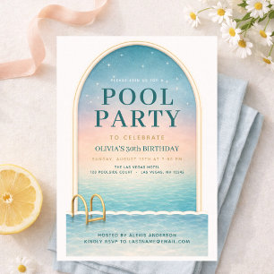 Summer Pool Party Birthday Invitation