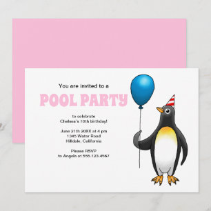 Summer Pool Party Birthday Invitation