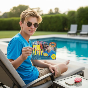 Summer Pool Party Birthday photo  Invitation
