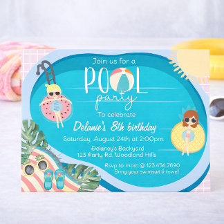 Summer Pool Party Birthday | Pool Party Invitation