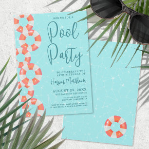 Summer Pool Party Birthday Sweet 16 Invitation