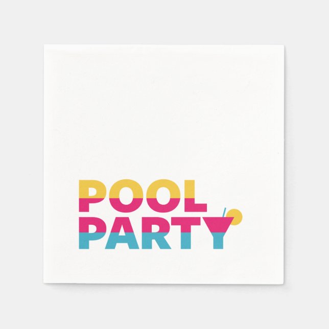 Summer Pool Party, Colourful Cocktail Napkin (Front)