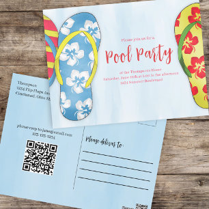 Summer Pool Party Cute Watercolor Custom Postcard