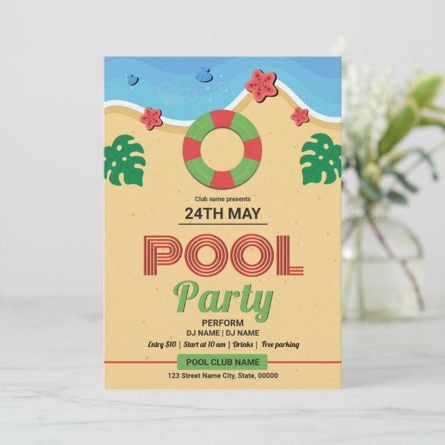 Summer Pool Party Flyer Template (Standing Front)