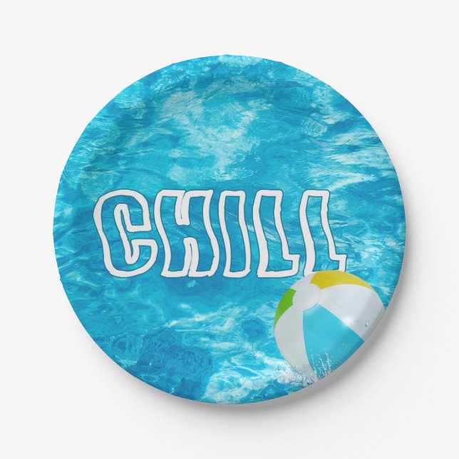 Summer Pool Party Fun Paper Plate (Front)