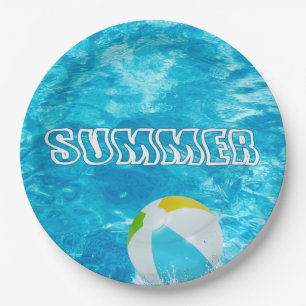 Summer Pool Party Fun Paper Plate