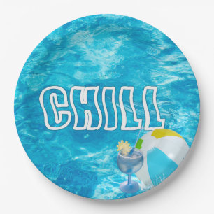Summer Pool Party Fun Paper Plate