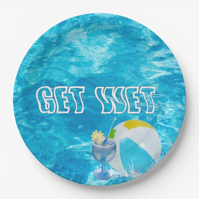 Summer Pool Party Fun Paper Plate (Front)