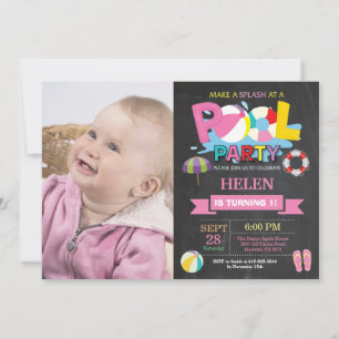 Summer Pool Party Invitation Splish Splash Girl