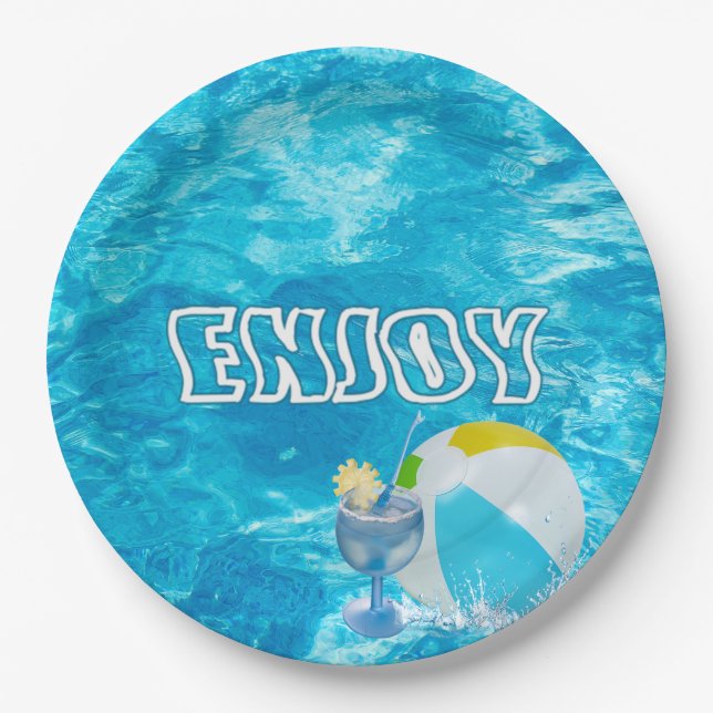 Summer Pool Party Paper Plate (Front)