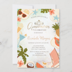 Summer Pool Party Quinceañera Invitation