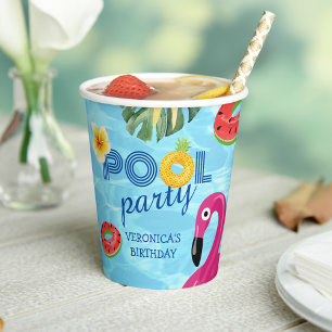 Summer Pool Party Swimming Water Birthday Paper Cups
