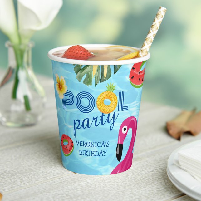 Summer Pool Party Swimming Water Birthday  Paper Cups (Creator Uploaded)