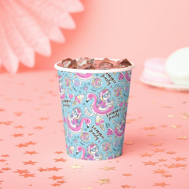 Summer Pool Party Unicorn  Paper Cups (Insitu)