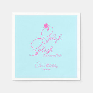 Summer Pool Simple Girl Mermaid Birthday Napkin
