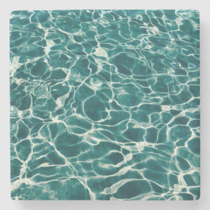 Summer pool water aqua reflections stone coaster