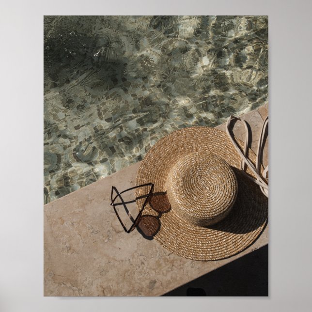 Summer Poolside Aesthetic Straw Hat  Poster (Front)