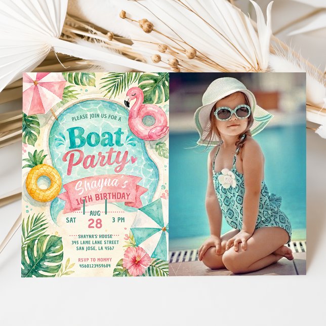 Summer Poolside Birthday Party Photo  Invitation (Creator Uploaded)