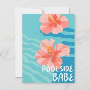 Summer Poolside Hibiscus Flower Vacation Postcard