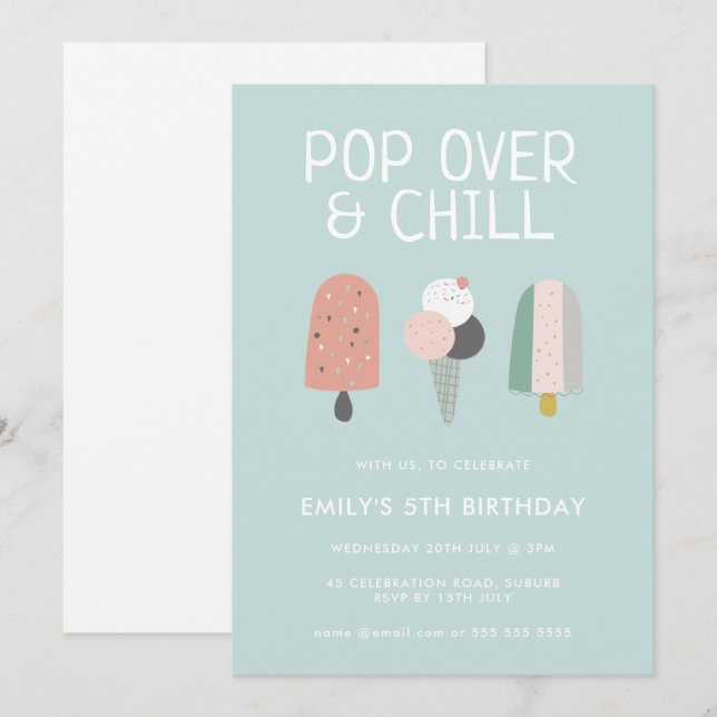 Summer Pop Over & Chill Popsicle Party Birthday Invitation (Front/Back)