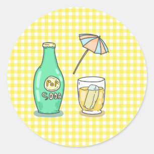 Summer Pop Soda Vibes - Cute Cartoon Drink  Classic Round Sticker