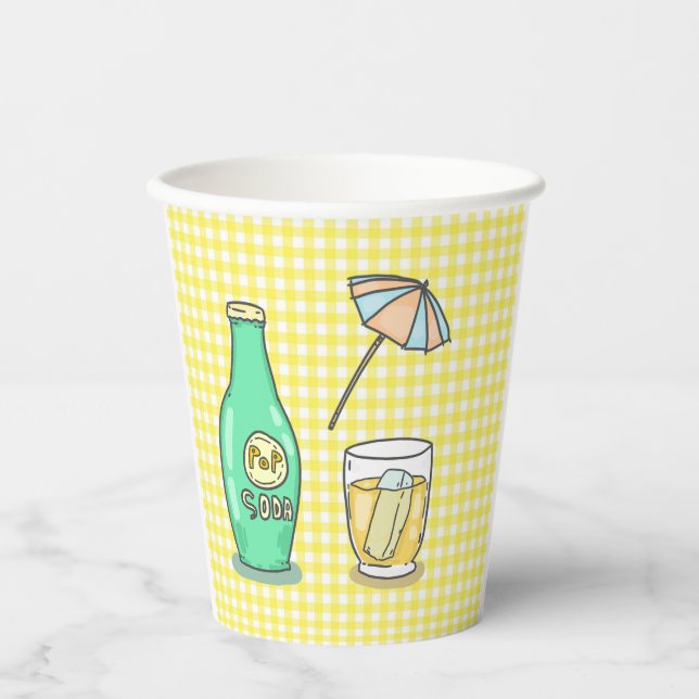 Summer Pop Soda Vibes - Cute Cartoon Drink  Paper Cups (Front)