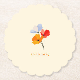 Summer Poppy Special Event Date Paper Coaster