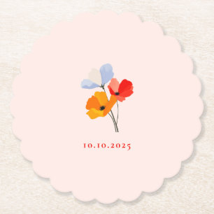 Summer Poppy Special Event Date Shower Paper Coaster