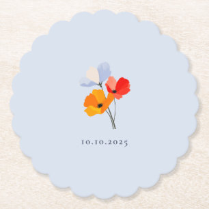Summer Poppy Special Event Date Shower Paper Coaster
