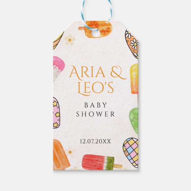 Summer Popsicle Baby Shower Favour Tags (Front)