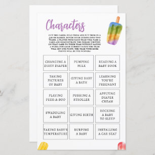Summer Popsicle Baby Shower Game Characters