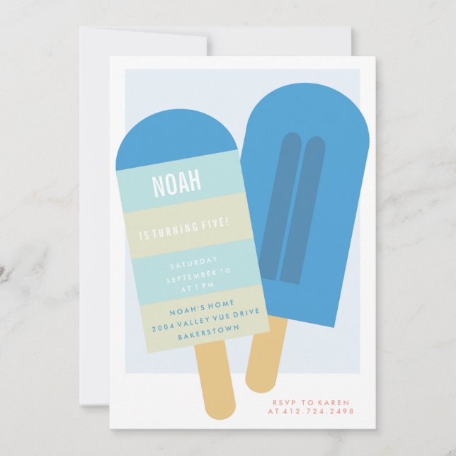 SUMMER POPSICLE BIRTHDAY PARTY INVITATION invite (Front)