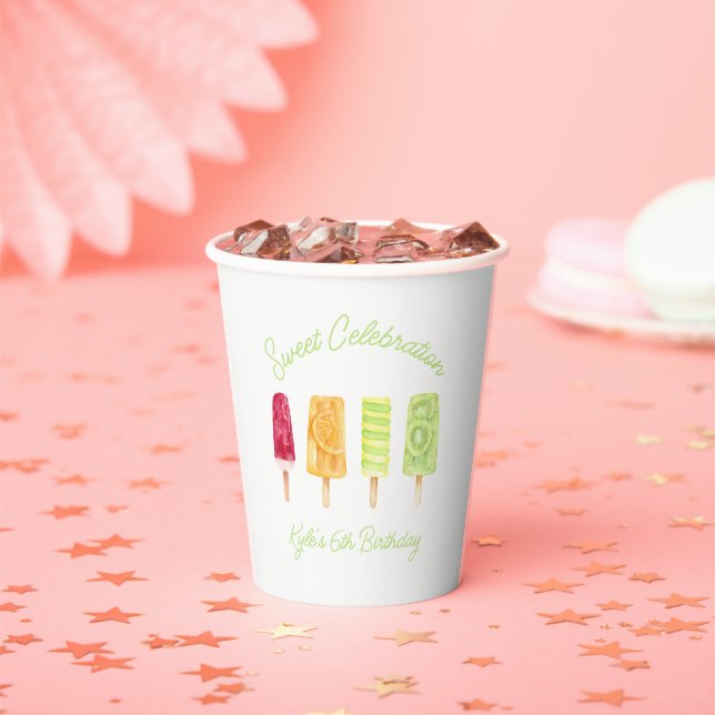 Summer Popsicle Birthday Party Paper Cups (Insitu)