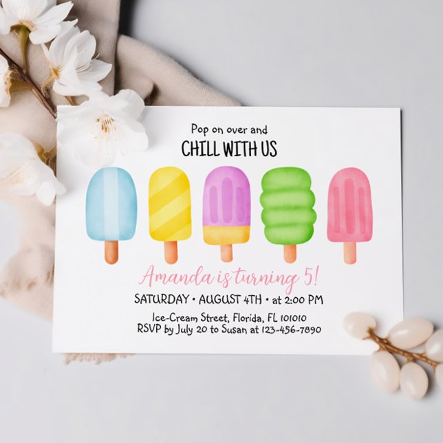 Summer Popsicle Ice Cream Birthday Party  Invitation (Creator Uploaded)