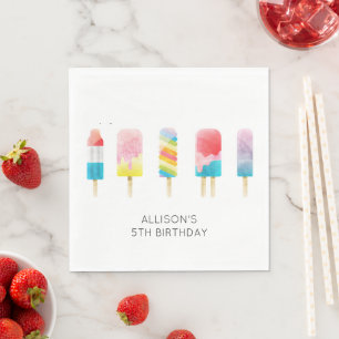 Summer popsicle ice cream birthday party napkin