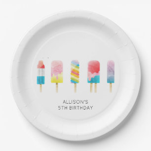 Summer popsicle ice cream birthday party paper plate