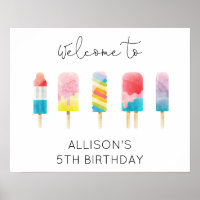 Summer popsicle ice cream birthday welcome sign