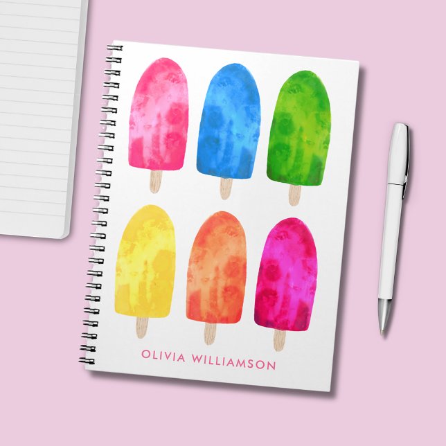 Summer Popsicle Ice Lolly Notebook (ice lolly, summer popsicle personalized notebook)