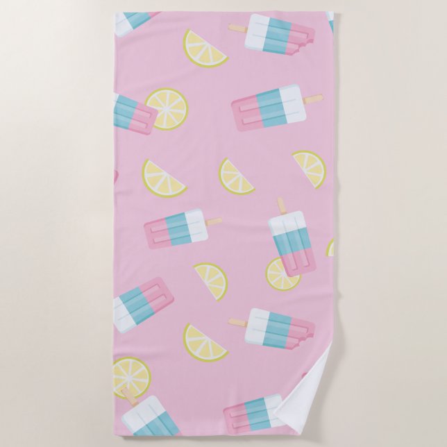 Summer Popsicle Lemon Beach Towel (Front)