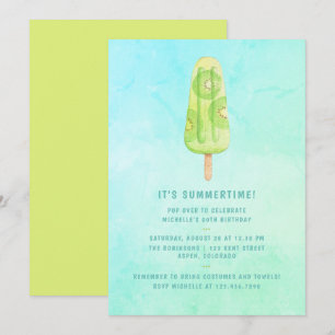 Summer Popsicle Watercolor Birthday Party Invitation