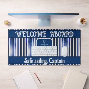 Summer Popular Navy Blue Boat Stripes Collection Desk Mat