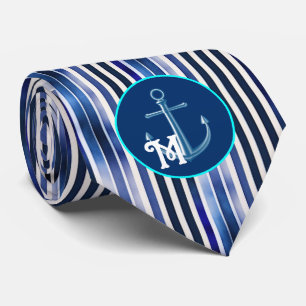Summer Popular Navy Blue Boat Stripes Collection Tie