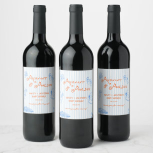 Summer Pregnant and Poolside Baby Shower Favour Wine Label