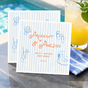 Summer Pregnant and Poolside Baby Shower Napkin
